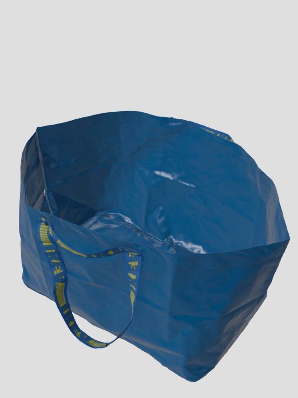 1 IKEA Bright Blue Oversized Reusable Tote with Yellow Logo Straps sturdy new